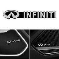 4 個 Infiniti 汽車立體聲裝飾 3D 鋁貼紙適合 FX35 Q50 Q30 ESQ QX50 QX60 QX7