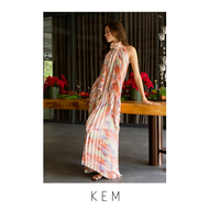 Kemissara Ruffle Neck Open Back Set ( Top & Skirt ) - Candy