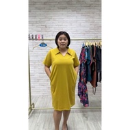 (XL-2XL/4XL-5XL)  Collared Dress (With Pockets) [Cotton Polyester]