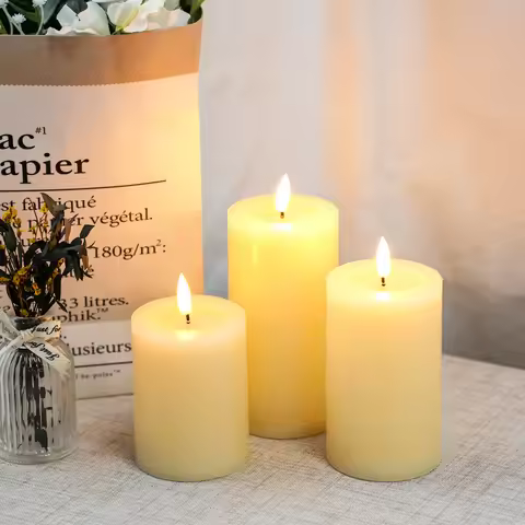 Flickering Flameless Candles Battery Operated with 10-Key Remote & 2/4/6/8-Hour Timer, Real Wax Pill