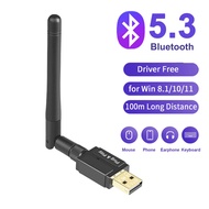 Bluetooth 5.3 Adapter Wireless Audio Transmitter Receiver USB Dongle With Antenna For Windows 1011 Mouse Keyboard Speaker