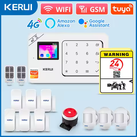 KERUI 4G+WiFi Wireless Home Alarm System W184 Tuya Smart Alarm Security System Burglary Protection P
