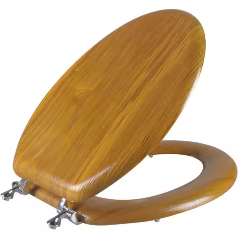 Durable Wood Veneer Natural Toilet Seat Metal Hinged Easy Clean Anti-scratch American Standard