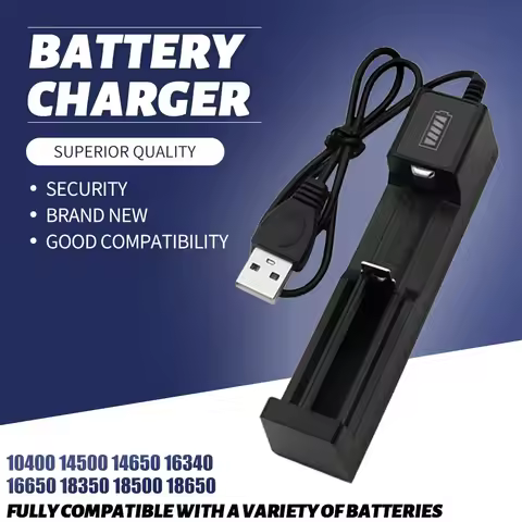 18650 USB Battery Charger Universal 1 Slot Smart Quick Charging for Rechargeable Lithium Batterie Ch