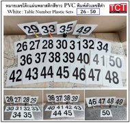 ป้ายหมายเลขโต๊ะPVC เบอร์โต๊ะ ป้ายหมายตั้งเลขโต๊ะพลาสติก เซ็ตหมายเลขโต๊ะ 1-25 /26-50/1-100 Table Numb