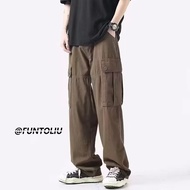 M-5XL Plus Size Cotton Loose Straight Cut Khaki Kargo Cargo Kerja Casual Slack Pants Men Trousers Se