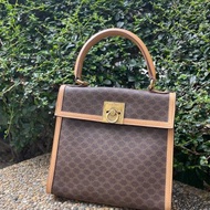 Celine中古棕花小號凱莉包 Celine Vintage Macadam Small Kelly