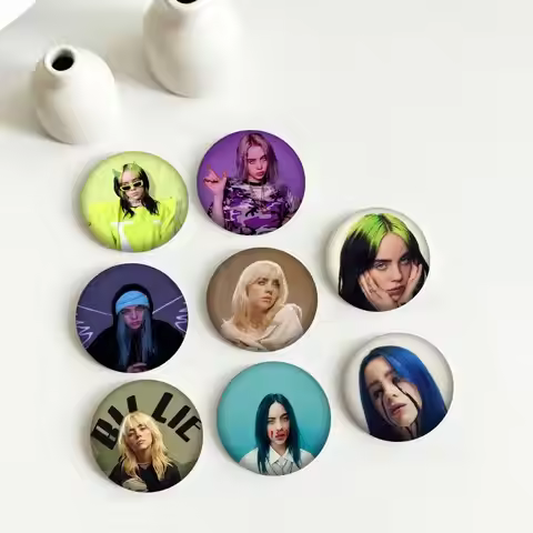 S-Singer B-Billie Eilish 25mm 32mm 44mm 58mm 75mm Brooches Badges Pins for Accessories Gift