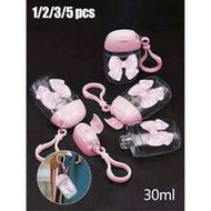 Pink Clear Empty Bottle Hand Sanitizer Bottling Bottle With Bow ,30ml,Travel ,Holder Hook Keychain, 