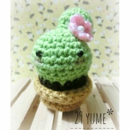 Crochet Amigurumi Cactus Plant, Kawaii, Cute, Decor, Pin Cushion, Plushie, Plush Toy, Pink Flower