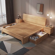 【SG Sellers】Solid Wooden Bed Frame Bed Frame With Mattress Storage Bed Frame Single/Queen/King Bed Frame