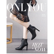 Pointed boots, martin boots, new high heels, women's slim heel block heels