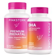 Pink Stork Premium Prenatal Duo: Premium Prenatal Vitamin + DHA, Prenatal Probiotics for Women, Omeg