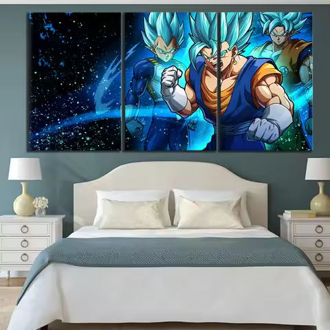 【9 Designs】3 Piece Dragon Ball Super Cartoon Movie Poster Paintings for Children Room Wall Decor Wal