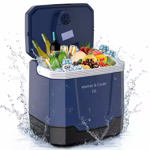 35QT Electric Cooler, Portable Car Refrigerator & Plug-In Cooler with 12V DC & AC Power, Travel Cool