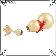 ARREBUL Brass Gourd, Brass Smooth Surface Feng Shui Gourd, Statues Open Cover With Leaf Wu Lou Gourd