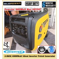Glopower/Mostaz 4000Watt/4.0KW Portable Inverter & Silent Gasoline Generator  - Heavy Duty - 6 Month