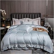 Cotton Bedding Soft Elegant Hotel Quality White Gray Duvet Cover Bed Sheet Pillow shams (Color : Blue, Size : King size 4Pcs) vision
