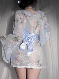 妖精大人：神明少女～日式和服睡衣雪紡睡袍女性感風櫻花浴衣套裝
