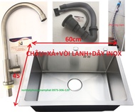 [CHẬU ĐÚC DÀY] Combo Chậu Rửa Chén Bát INOX SUS 304 N17 6045 NA.GRAND và Bộ Xả Chậu thoát nước và Vò