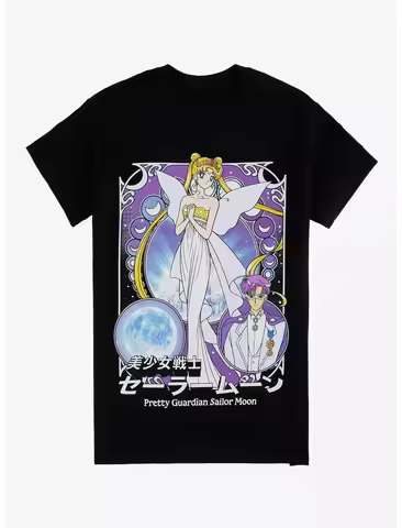Pretty Guardian Sailor Moon Neo Queen Serenity & King Endymion Cotton T-Shirt Men and Women Fashion 