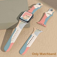 สายซิลิโคนสำหรับสายคาด Apple Watch 45มม. 44มม. 40มม. 41มม. 42มม. สร้อยข้อมืออุปกรณ์เสริม Morandi ultra Series 5 SE 4 6 7 8