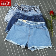 Summer Korean spandex size Flash wide leg high waist denim shorts woman loose slim Joker elastic wai