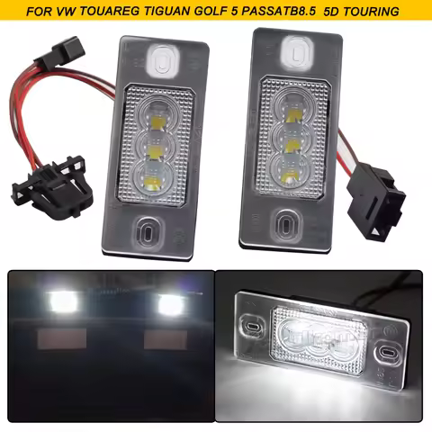 LED Number License Plate Lights Holder Lamp For VW Touareg 03-10 Tiguan 09-11 Golf 5 Passat B5.5 5D 