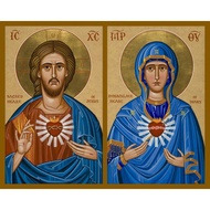Religious Art Giclee Print x Jesus and Mary Two Hearts by Joan Cole
