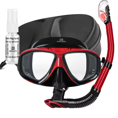 Myopia Snorkel Diving Set - Anti-Burst Tempered Glass Mask, Anti-Fog, Easy Breath Tube for Adults Sw