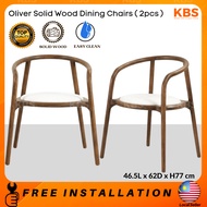 (FREE Installation+Shipping) KBS Oliver (2pcs) Full Solid Wood Dining Chair / Easy Clean Fabric / 46