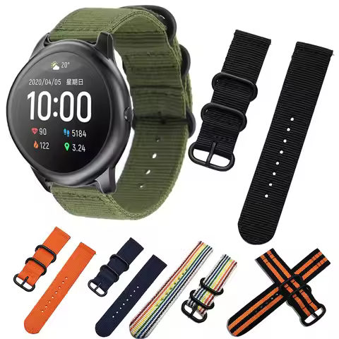 22 20mm nylon Watch Strap For Xiaomi haylou solar ls05 / For Garmin Vivoactive 4 3 wristband watchba