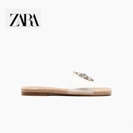 Zara Women's Shoes Transparent Crystal Ornaments Inlaid Flat Sandals303556