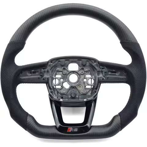 For Audi S RS Sline logo Q3 Q5 Q7 Q3L Q5L Matte Carbon Fiber Semi-Perforated Leather Painted black b
