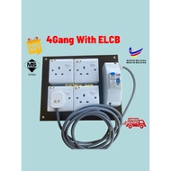 Switch Socket 13A x 4 Gang with ELCB (Maxguard) Protection (Metal clap box) Cable 3 core 40/0.193 (2