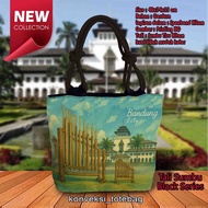 (Souvenir) black braided wick rope tote bag with Bandung motif, Bandung/ bag, Bandung Souvenir/, tot
