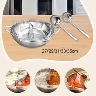 [mcfsnzwtxz1bw] Divided Hot Pot with Divider Versatile with Slotted Spoon and Ladle Shabu Shabu Pot 