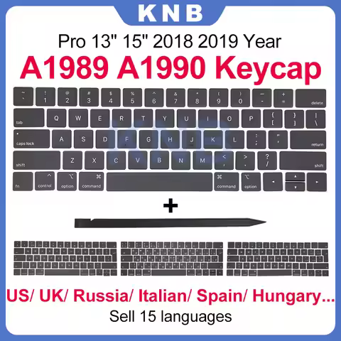 New A1989 A1990 Keyboard Keycaps Keys key Cap US Spain Russia French Arabic layout for Macbook Pro R