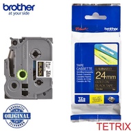 Brother Original TZe-354 24mm Gold On Black Genuine Laminated Tape TZe354 TZ354 TZ-354