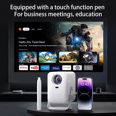 Yinzam New HY600 Video Projector 300ANSI Native 1080P Smart Projector Dual WiFi BT5.0 Interactive Mi
