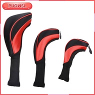 [pugwsl] 3 Pieces Easy to Identify Golf Wood Headcovers Perforated Golf Club Head Cover Stitched Woo