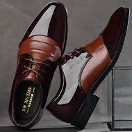รองเท้าชุดเดรสคลาสสิกย้อนยุคสำหรับหนัง PU สีดำรองเท้าธุรกิจลำลองสำหรับชายงานแต่งงานสำนักงานรองเท้าทำงานอย่างเป็นทางการ