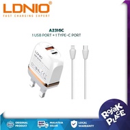 LDNIO A2316C 20W Fast Charge Charger QC3.0 + PD USB-C Fast Charge UK Travel Charger