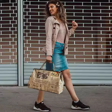 Women'S Waterproof Handbag Travel Bag Newspaper Printed Vintage Bag Fashion Women'S Handbag Bags For