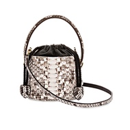 [SUVIMOL] Baby Toffee - Belly Graphic Natural PYTHON กระเป๋าจิ๋วทรง Bucket Bag หนังงูสีขาวดำ