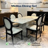 [Arfa home] mellisa dining set meja makan 6 kerusi 8 kerusi 10 kerusi meja simple full marble solid 