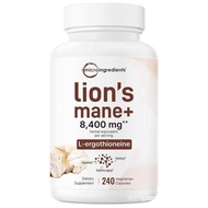 Micro Ingredients Lions Mane with L-Ergothioneine | 240 Vegan Capsules, 8,400 mg Herbal Equivalent, 