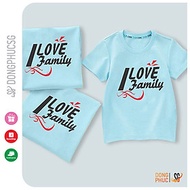 Áo gia đình 3/4/5 người Đồng phục gia đình I Love Family Áo đôi mẹ và bé Màu thiên thanh GD306TT