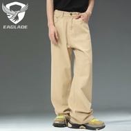 EAGLADE Wide Leg Men's Baggy Loose Vintage Jeans Pants for Men M7-X-024X07 in Khaki C03