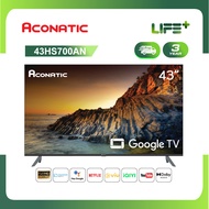 [2023 New Google TV] Aconatic Google TV FHD รุ่น 43HS700AN ขนาด 43 นิ้ว รองรับ WiFi ระบบปฏิบัติการ Google/Netflix &amp; Youtube, Voice Search, Frameless Design, Dolby Audio,Chromecast Built in (รับประกัน 3 ปี)